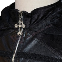Ladies Plus Size Vintages Medieval-Steampunk Gothique Respirant Noir-Halloween Longed Cosplay-Manteaux en cuir à capuche