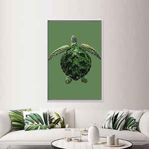 Elegant Green Animal Print Canvas Artwork - Printed Design Wall Decor,WHITE <b>FRAMED</b> CANVAS - Product Image 1