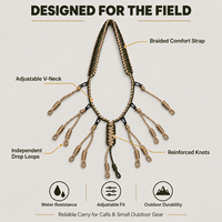 Cordon de maintien en nylon pour le sonnettoir de chasse, étanche haute pression, avec ajustement réglable au cou et plusieurs passants anti-chute