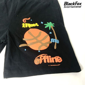 High Quality Wholesale Black Cotton Sweat Shorts Puff Print Eco-Friendly Casual Outer Wear Custom Logo Breathable Solid Pattern - Product Image 4