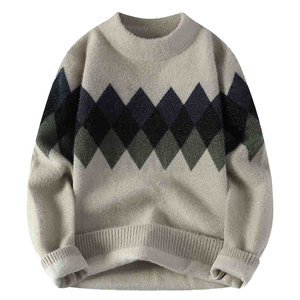 Pull en laine et viscose chaud pour homme, automne-hiver, col rond, tendance mode, pull à logo sur le devant - Product Image 6