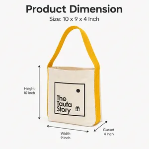 Sac cabas en toile de coton jaune 400 GSM pour le shopping professionnel, imprimé à l'écran - Product Image 3
