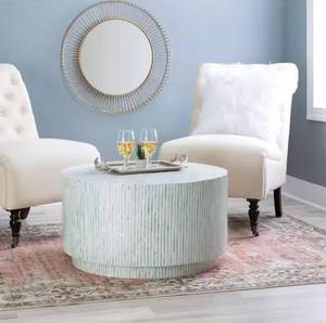Table basse ange en résine et os incrusté, faite à la main, écologique, personnalisable, élégante, de luxe, moderne, réglable, option console, pour école - Product Image 2