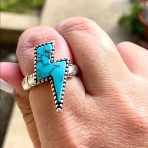 Natural Turquoise Bezel Setting <b>Adjustable</b> Bolt <b>Ring</b> 925 Sterling <b>Silver</b> Handmade Classic 23x13mm Gemstone <b>Ring</b> Women Jewelry - Product Image 1