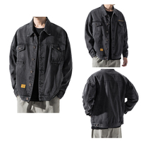 Erkek Denim Jean ceket Trendy moda yırtık tarzı erkek Streetwear ceket kovboy ceket yüksek kalite dayanıklı giyim toptan