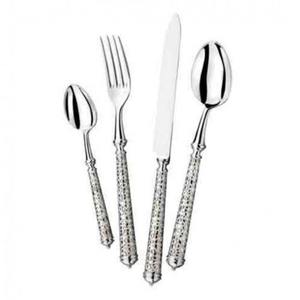 Juego de 4 cubiertos de acero inoxidable con mango de ratán, mesa ideal para cocina, Hotel, uso doméstico, juegos de cubiertos con acabado Chapado en Color plateado - Product Image 6