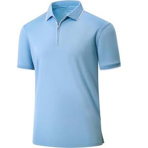 2025 algodón de estilo informal de calidad superior para hombres para Polos de talla grande ajustado de manga corta transpirable de secado rápido con media cremallera - Product Image 4