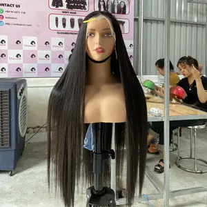 2024 cabelo humano cru não processado preto liso sem cola Full HD peruca frontal transparente vietnamita fornecedor por atacado