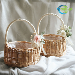 CESTA DE FLORES de ratán personalizada hecha a mano hecha en Vietnam varios tamaños para bodas y todas las ocasiones - Product Image 5