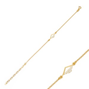 Rhomb Design Zircon Stone <b>Charm</b> Bracelet Turkish Handcrafted Wholesale 925 Sterling <b>Silver</b> Jewelry THEIA Women's Third Party - Product Image 1