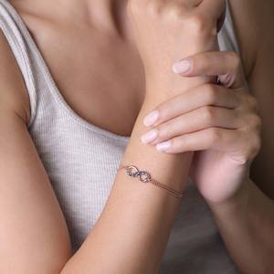 Colorful Design Mix CZ Stone <b>Infinity</b> Shape Charm <b>Bracelet</b> Wholesale Handcrafted Rhodium Plated 925 Sterling Silver Women's - Product Image 3