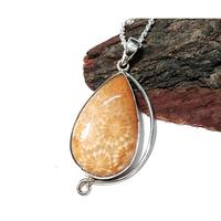Collier pendentif en argent sterling 925 avec pierre de corail en forme de poire, fait à la main, unisexe, pour amoureux, corail, 18 pouces, cadeau pour elle