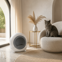 Bac à litière automatique intelligent pour chat, rond, fermé, autonettoyant, électrique, avec contrôle des odeurs, grande toilette pour chat