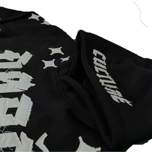 Oem Heavy Weight Men'S Pull Over Hoodies Wholesale Applique Embroidery <b>Hoodie</b> Custom Distressed Patch <b>Thermal</b> Hoodies - Product Image 3