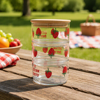 Conteneur de stockage alimentaire en verre transparent avec couvercle, personnalisable avec des motifs de dessins animés colorés