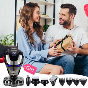 Rasoir Électrique Rechargeable pour Hommes 6-en-1, Rasoir Rotatif Humide/Sec avec Corps Étanche IPX7, Kit de Toilettage Corporel Incluant Tondeuse Nez et Oreilles - Product Image 1