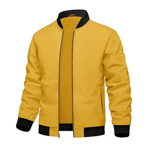 Chaqueta bomber informal de primavera y otoño para hombre, cortavientos ligero con bolsillos, servicio ODM OEM, cuero vaquero largo, relleno de algodón PU - Product Image 1