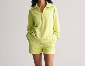 Sweat-shirt femme décontracté à manches longues, col rabattu, demi-zip, uni, tendance 2025 - Product Image 1