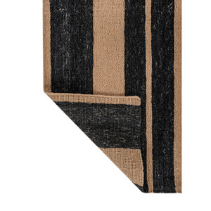 Tapis en jute et chanvre noué à la main Nomadic Threads Pkjp-03, motif rayé gris et noir, tissage plat, pour salon, taille 9x12, pour adolescents - Product Image 5