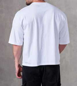 Haute qualité recadrée longueur Boxy Fit Tee hommes T-Shirt surdimensionné Logo personnalisé écran blanc 100 coton 260 GSM goutte épaule T-Shirt - Product Image 5