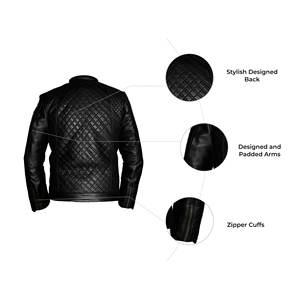 Chaqueta de piel de cordero para hombre, Color negro, piel auténtica - Product Image 3