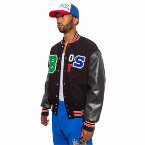 Dernière veste Letterman Varsity de luxe pour hommes, patch de broderie en chenille personnalisé, tissu de laine de travail avec veste à col montant - Product Image 3