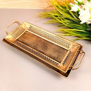 Bandeja DE SERVICIO DE METAL chapada en oro hecha a mano de lujo moderna para mesa de boda Apto para lavavajillas grado comercial - Product Image 6