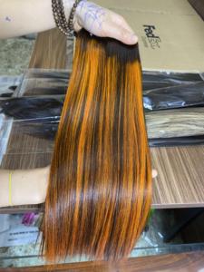 Extensiones de cabello de trama Piano Orange Mix Brown Color Bone Straight 12A Grade Raw Vietnamese Hair Weave Bundles - Product Image 5