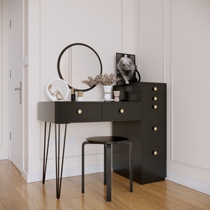 Modern BTD68013 Vanity Table with Built-In <b>Storage</b> Cabinet Solid Wood Metal <b>Chest</b> of Drawers for Living Room Bedroom Hotel - Product Image 3