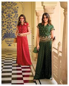 Ensemble de travail de broderie fait à la main vêtements quotidiens ensemble de coordination classique personnalisé soie fantaisie belle ensemble de coordination de broderie de fantaisie - Product Image 1