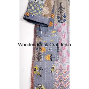 Vêtement de nuit long en coton biologique vintage pour femmes, robe kimono matelassée Kantha, fabrication artisanale, mode indienne pour les festivals, veste confortable - Product Image 3