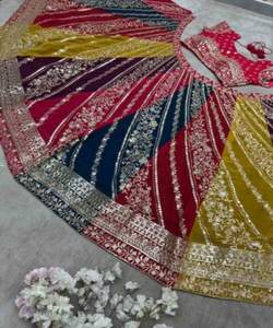 Rajasthani lahenga choli ชุดแต่งกายสำหรับงานปาร์ตี้เทศกาลอินเดียพิมพ์ลายปักหรูหราสำหรับเด็กผู้หญิง - Product Image 3