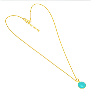 Briolette ทรงกลมพลอยคาลซิโดนีสีทองประดับโซ่เครื่องประดับทำด้วยมือสร้อยคอดีไซน์แฟชั่น - Product Image 4