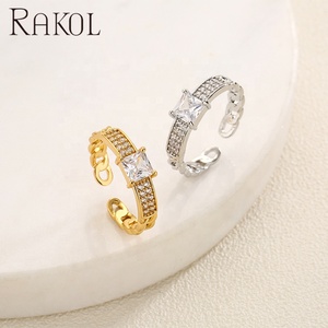 Anillo Abierto Dorado Vintage RAKOL RP5129, Anillo Ajustable Personalizado al por Mayor, Joyería de Moda Unisex para Hombre y Mujer - Product Image 5