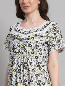 Camisón Victoriano de Encaje 100% Algodón para Mujer, Mangas Largas, Largo Completo, Tela Transpirable, Cuello con Estampado Floral, Verano - Product Image 5