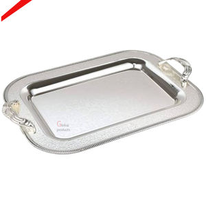 Plateau de service en acier inoxydable en métal argenté très exigeant pour le restaurant et le bar de l'hôtel - Product Image 1