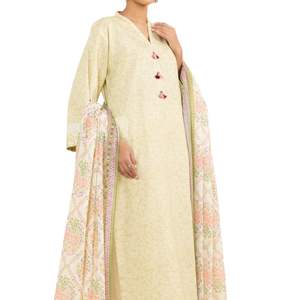 Ensemble de vêtements ethniques pour femmes, shalwar kameez en filet de designer, trois pièces, brodé, pour mariage, fête, avec doublure en satin et pantalon - Product Image 4