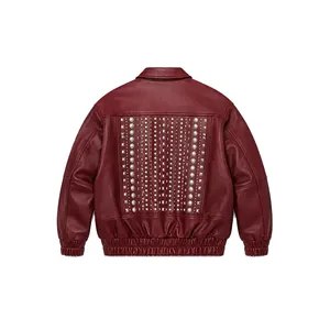 Wholesale Rays Creations Genuine Multi Stud Black Leather Breathable <b>Biker</b> <b>Jacket</b> for Men Autumn Tanned Processing - Product Image 2
