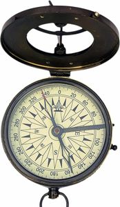 Boussole solaire en laiton et cuivre antique poli, élégante horloge solaire en métal, parfaite pour les collectionneurs et les cadeaux - Product Image 2