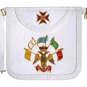 Scottish Rite Satin round <b>Apron</b> 33rd Degree AASR Masonic Oversleeve made of Leather for Everyday Use - Product Image 2