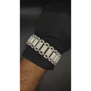 Bracelet Hip Hop SHREYA DIAM 26mm en Moissanite VVS, Maillons Lourds Personnalisés, Argent 925 Plaqué Or Rose, Tons Blanc, Jaune et Rose, 7-9 Pouces - Product Image 2