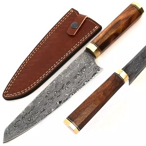 Juego de cuchillos de chef de acero damasco ecológicos forjados personalizados con hoja afilada y mango de madera Pakka para uso diario en la cocina MOQ 5 uds. - Product Image 6