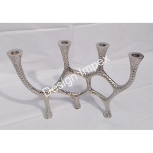 Candelabro decorativo para Festival de vacaciones, planta de aluminio fundido con revestimiento de plata con soporte para velas de flores, los mejores precios - Product Image 5