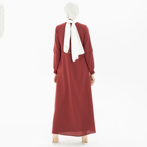 Thobe / Thawb tradicional otoño Primavera de manga larga vestido étnico islámico poliéster Abaya mujeres logotipo personalizado adultos señoras OEM - Product Image 5