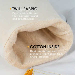 Guantes de cuero para soldar con palma completa con algodón resistente al calor y forro polar de 35 cm de largo para proteger el brazo - Product Image 1