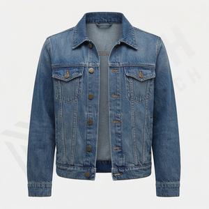 Veste en jean décontractée personnalisée pour hommes, grandes tailles, 100% coton, option logo sur le devant, respirante, veste d'hiver - Product Image 1