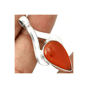 Colgantes de Plata de Ley 925 con Gran Gema de Cornalina en Forma de Pera, Joyería Casual Hecha a Mano - Product Image 3