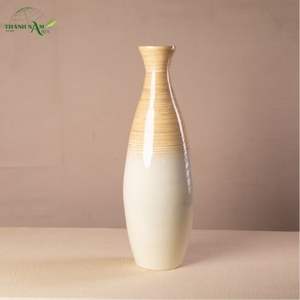 Elegante Jarrón de Mesa de Bambú Enrollado Estilo Art Deco con Acabado de Doble Tono, Ecológico y Duradero - Product Image 6