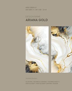 Azulejos de porcelana con efecto dorado de 60x120 cm, colección 2x4, azulejos dorados de alto brillo para suelo y pared. - Product Image 3