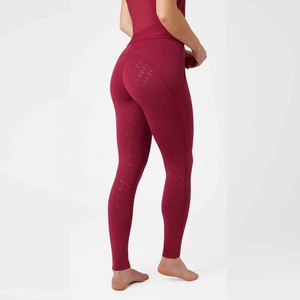 Maroon Elegant Soft Fabric Equestrian high quality silicone horse riding <b>tights</b> leggings all ladies sizes - Product Image 3